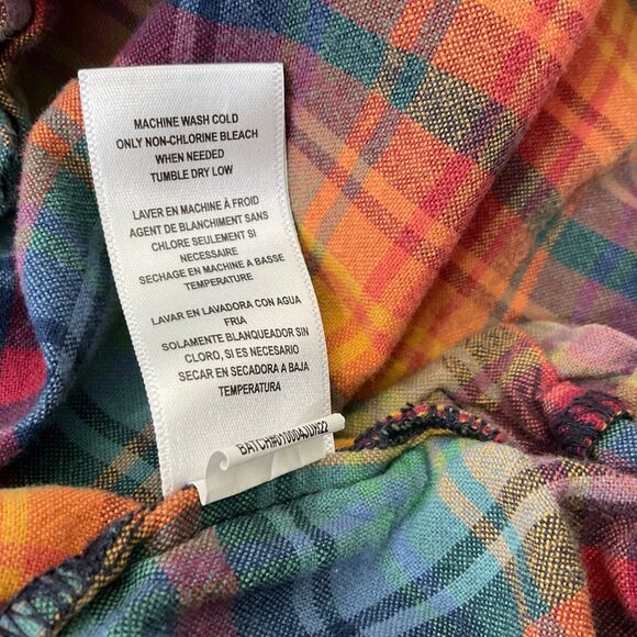 Ruffle Butts Girls Plaid Dress Tunic Size 5 Long Sleeve Ruffles Orange Blue Fall - Picture 5 of 9